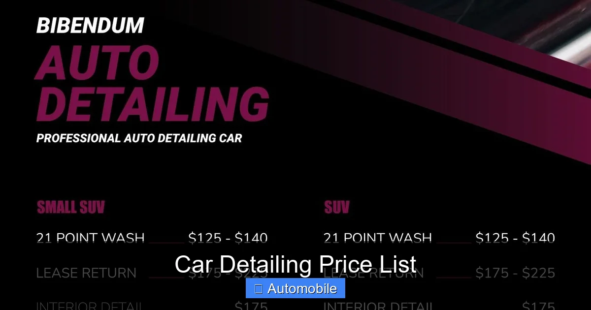 Car Detailing Price List
