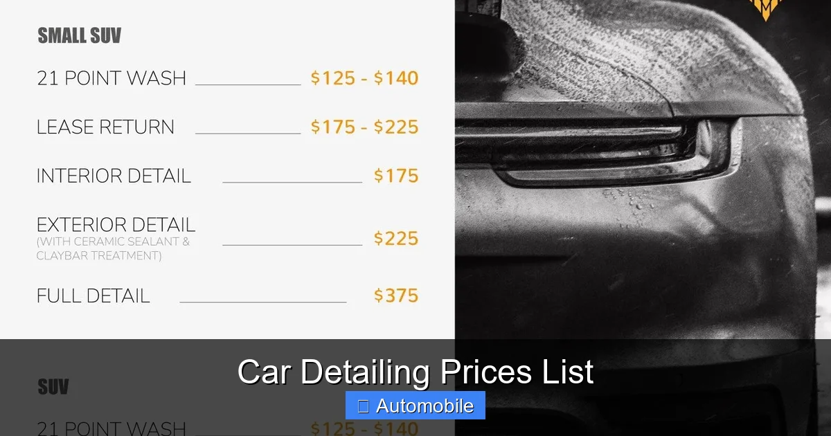 Car Detailing Prices List