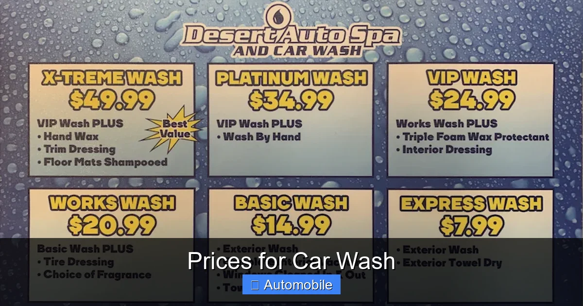 Prices for Car Wash