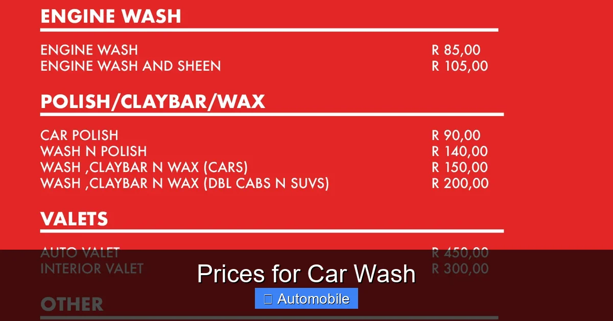 Prices for Car Wash