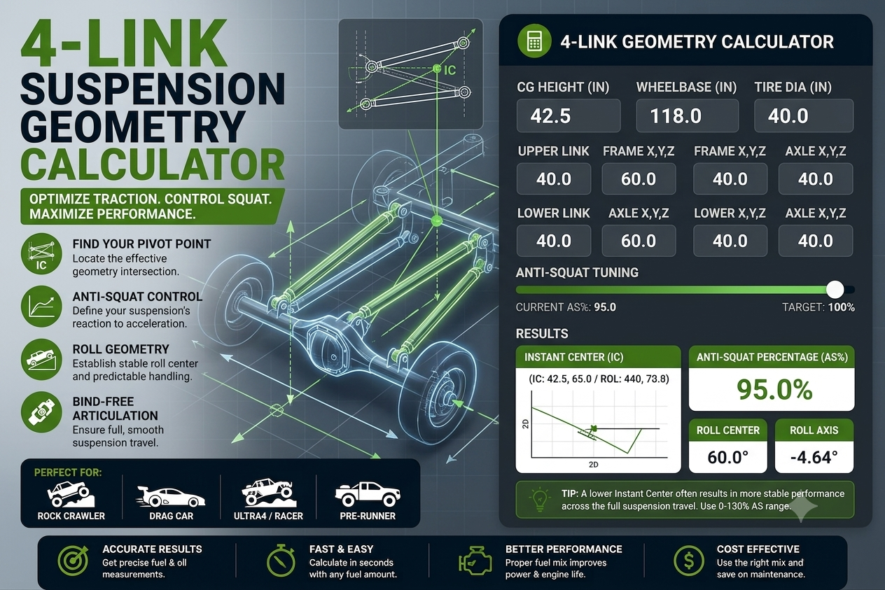 4-Link Suspension Geometry Calculator
