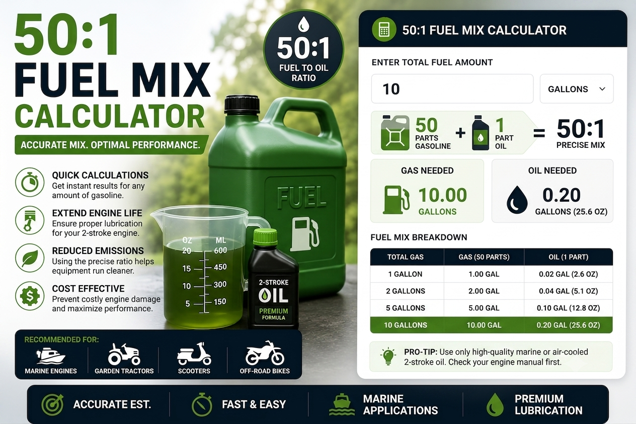 50 to 1 fuel mix calculator